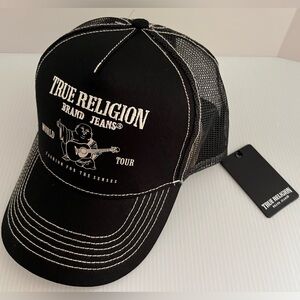 True Religion 5 Panel 3D Embroidered+ Heat Transferred Buddha Logo Outline hat